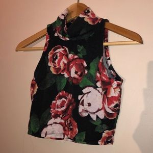 Floral Crop Top Turtleneck
